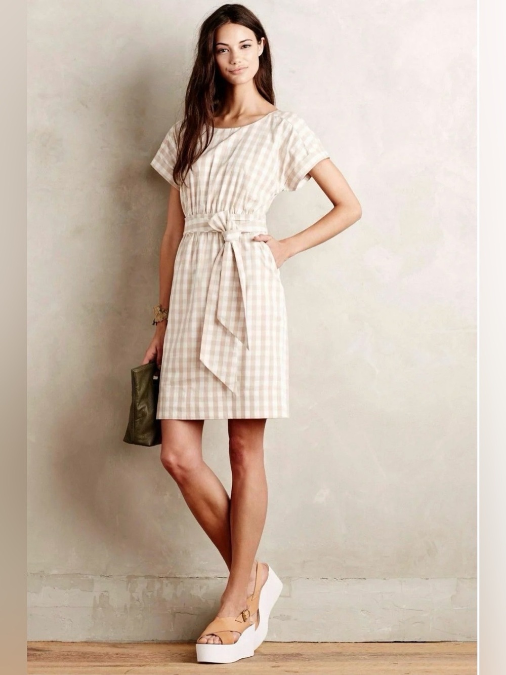 HD in Paris by Anthro gingham ribboned poplin sheath dress 6 cottagecore Praire